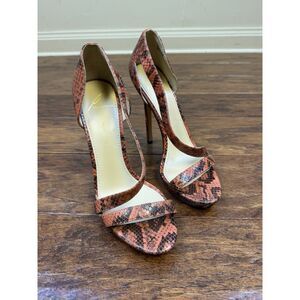 BRYAN ATWOOD Consort Red Snakeskin Heels, Sz 7.5/38